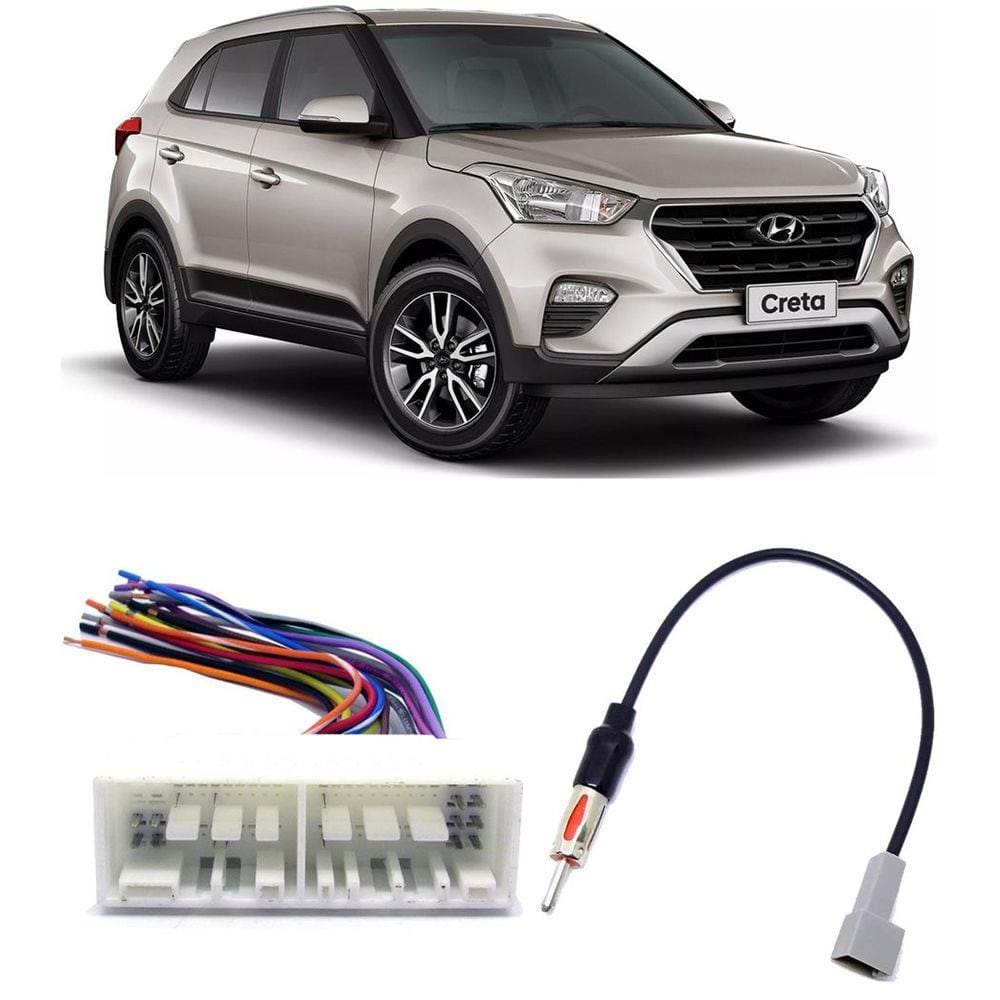 Kit Chicote de Ligação + Chicote Adaptador de Antena Hyundai Creta 2017 2018 2019