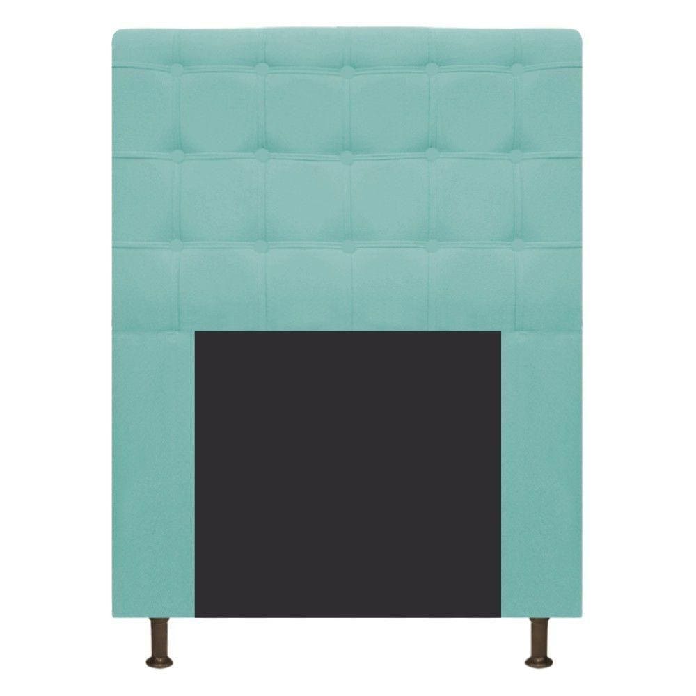 Cabeceira Estofada Dama 90 Cm Solteiro Suede Azul Tiffany