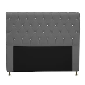 Cabeceira Estofada Cristal 195cm King Size Cinza
