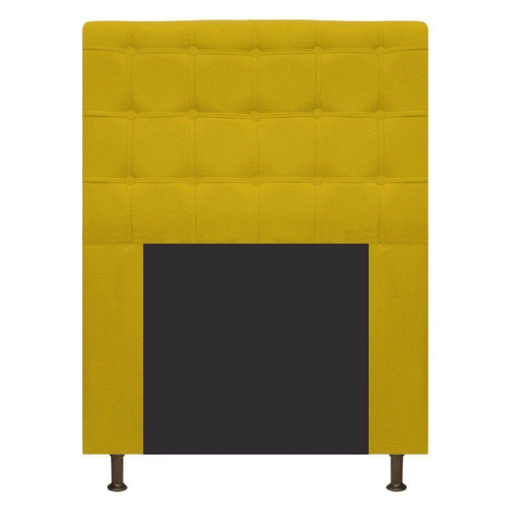 Cabeceira Estofada Dama 90 Cm Solteiro Suede Amarelo