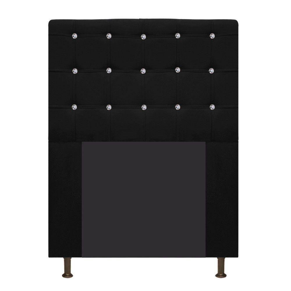 Cabeceira Estofada Dama 90cm Solteiro Suede Preto