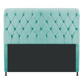 Cabeceira Estofada Cristal 195cm King Size Azul Tiffany