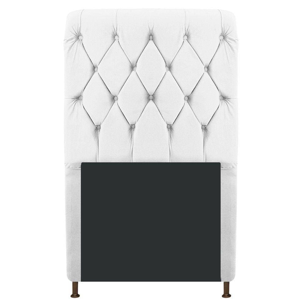 Cabeceira Estofada Cristal 100 Cm Solteiro Suede Branco