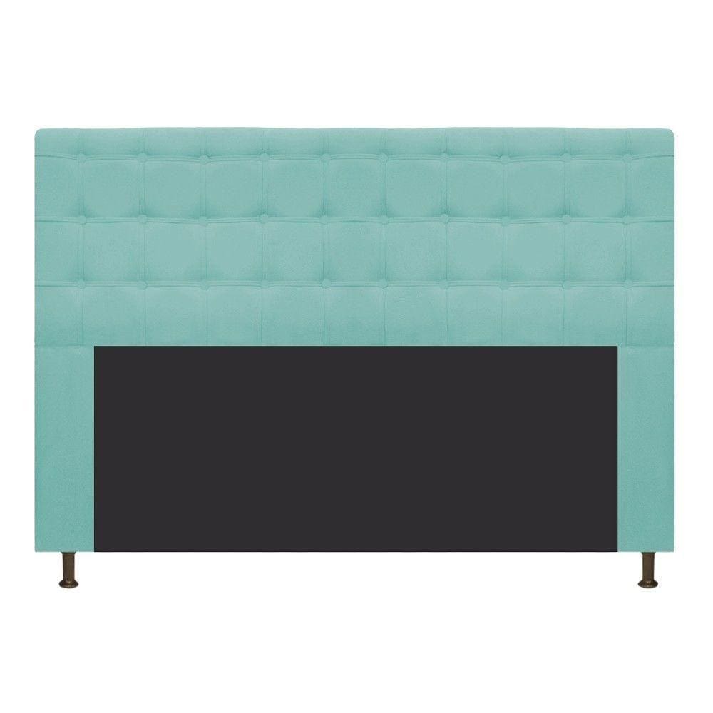 Cabeceira Estofada Dama 195 Cm King Size Suede Azul Tiffany