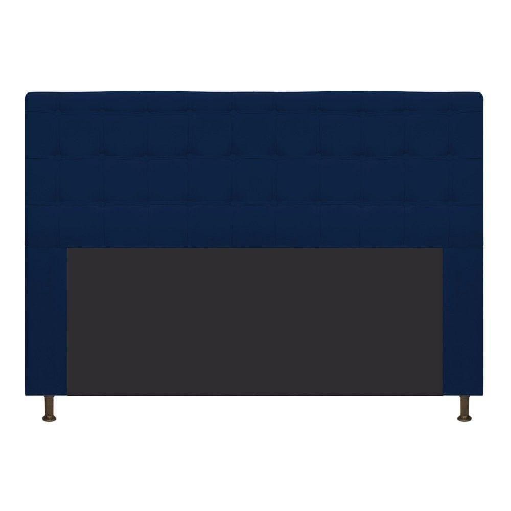 Cabeceira Estofada Dama 195 Cm King Size Suede Azul Marinho