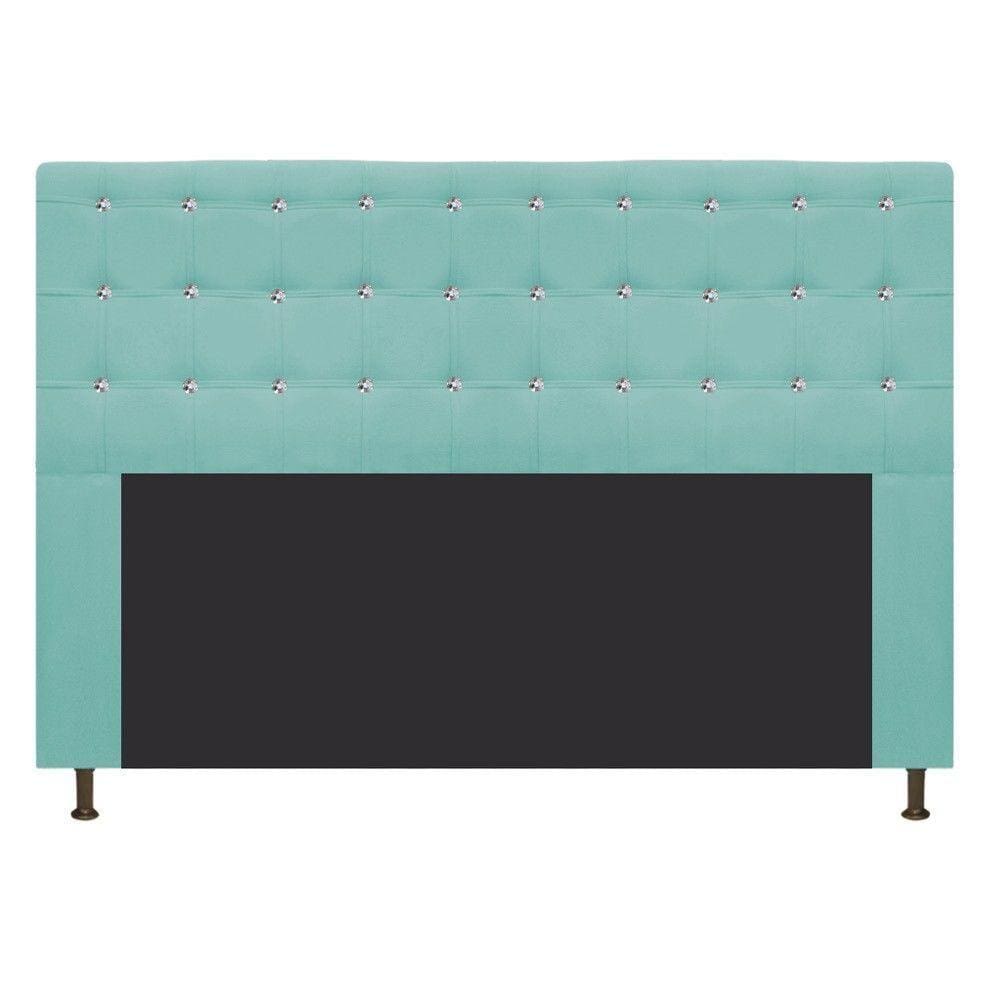 Cabeceira Estofada Dama 195 Cm King Size Suede Azul Tiffany