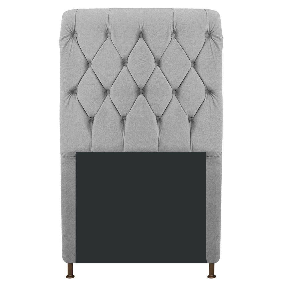 Cabeceira Estofada Cristal 100cm Solteiro Cinza