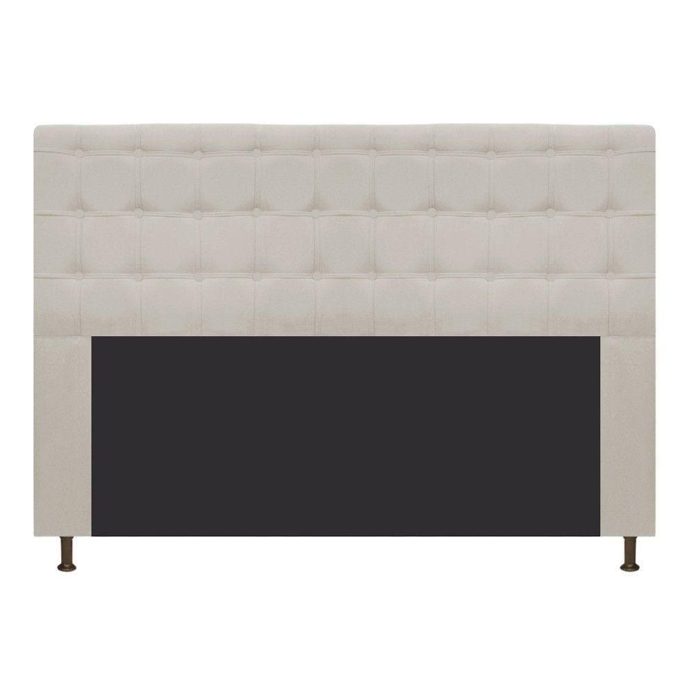 Cabeceira Estofada Dama 195 Cm King Size com Botonê Bege