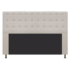 Cabeceira Estofada Dama 195 Cm King Size Com Strass Bege