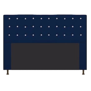 Cabeceira Estofada Dama 195 Cm King Size Azul Marinho