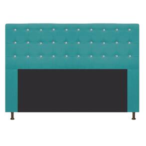 Cabeceira Estofada Dama 140 cm Casal Azul Turquesa