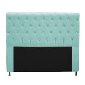 Cabeceira Estofada Cristal 195cm King Size Azul Tiffany