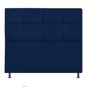 Cabeceira Estofada Damares Casal Botonê Suede Azul Marinho