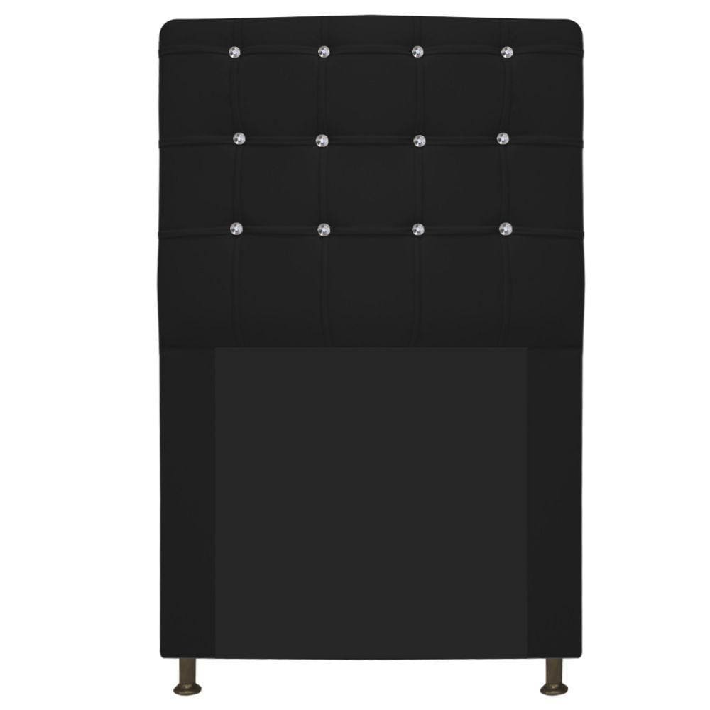 Cabeceira Estofada Dama 100 Cm Solteiro Com Strass Preto