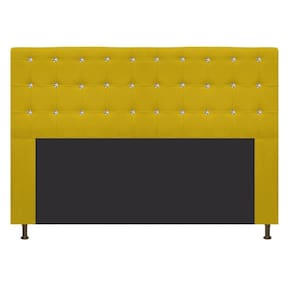 Cabeceira Estofada Dama 160 Cm Queen Size com Strass Amarelo