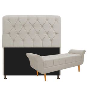 Cabeceira Lady E Recamier 160 Cm Queen Size Suede Bege