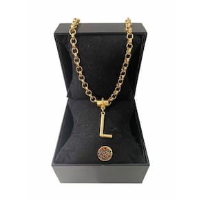 Colar Feminino Elo Português Grosso 6mm Letra "L"