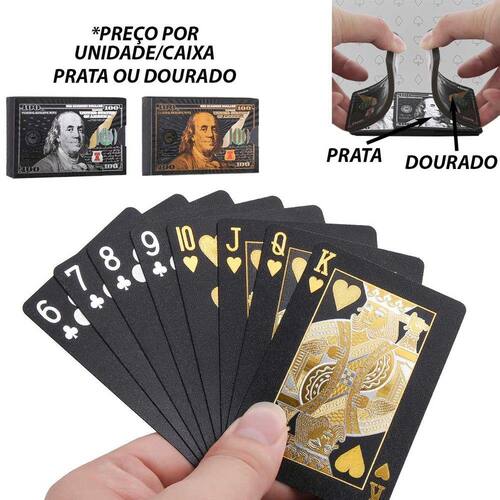 Jogo Carta Baralho Dourado DÓLAR 54 Cartas Para Poker Jogos Plástico