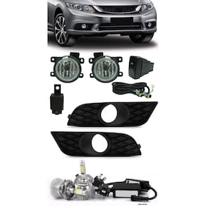 Kit Farol de Milha Neblina Honda New Civic 2015 2016 + Kit Lâmpada Super LED 6000K