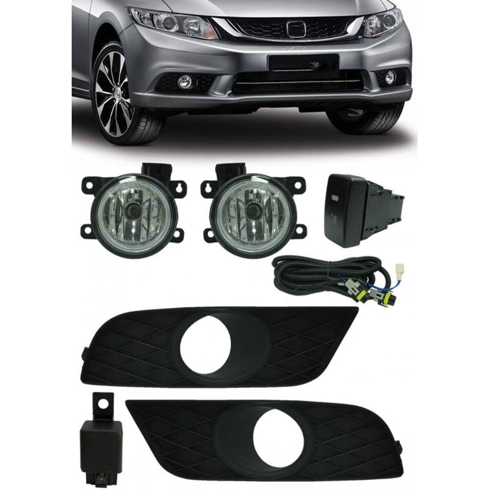 Kit Farol De Milha Neblina Honda New Civic 2015 2016 - Interruptor