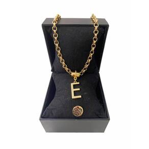 Colar Feminino Elo Português Grosso 6mm Letra "E"