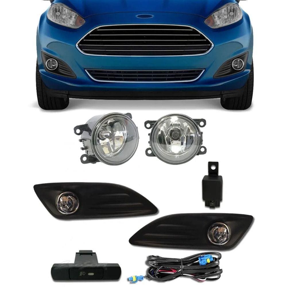 Kit Farol de Milha Neblina Ford New Fiesta 2013 2014 2015 2016 2017 Botão Painel