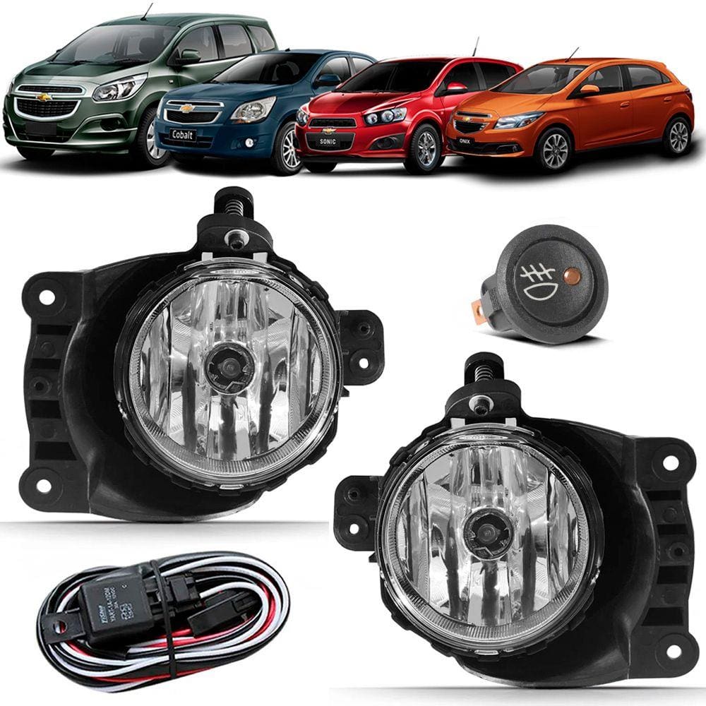 Kit Farol de Milha Neblina Chevrolet Cobalt Spin Novo Prisma Onix LT LTZ 2013 á 2018 - Botão Alternativo