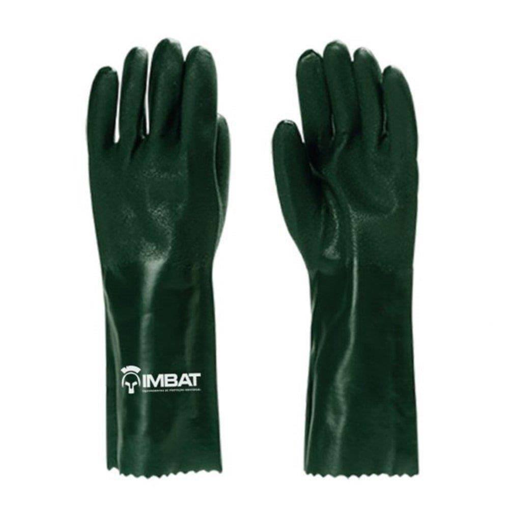 Luva Imbat PVC Verde Forrada 36cm Embalagem com 12 Unidades