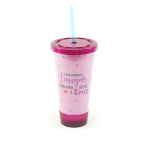 Copo Canudo C/ LED 500Ml Amigas Role Épico ZC 10022860