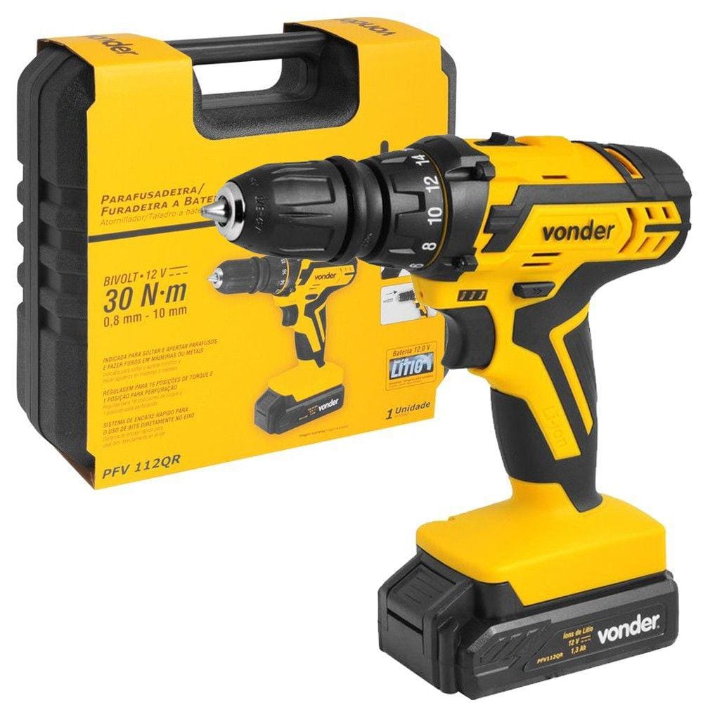 Parafusadeira e Furadeira a Bateria Vonder PFV 112QR 12V