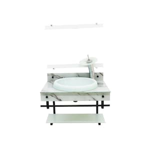 Gabinete Com Cuba Para Banheiro De Vidro Mármore Branco