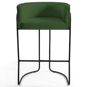 Banqueta Decorativa Base Aço Preto Betin Verde