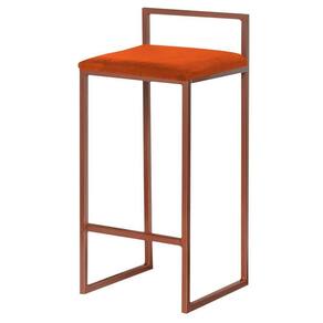Banqueta Decorativa Jasmine Base Bronze Suede Telha