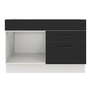 Balcão de Pia Madesa Agata 1 Porta e 2 Gavetas Branco Preto