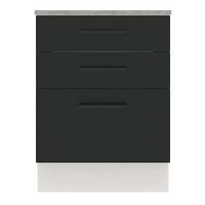 Balcão Madesa Agata 84x60cm 3 Gavetas Branco Preto