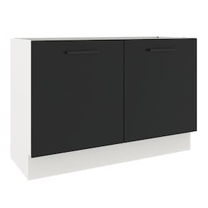 Balcão de Pia Madesa Agata 2 Portas Branco Preto