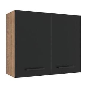Armário Aéreo Madesa Agata 80cm 2 Portas Rustic Preto