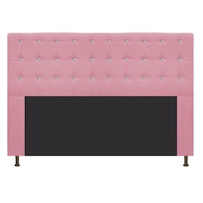 Cabeceira Estofada Dama 195 Cm King Size Suede Rosa Bebê