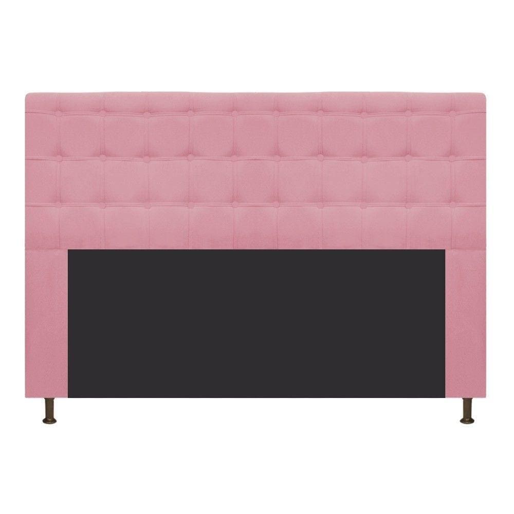 Cabeceira Estofada Dama 195 Cm King Size Suede Rosa Bebê