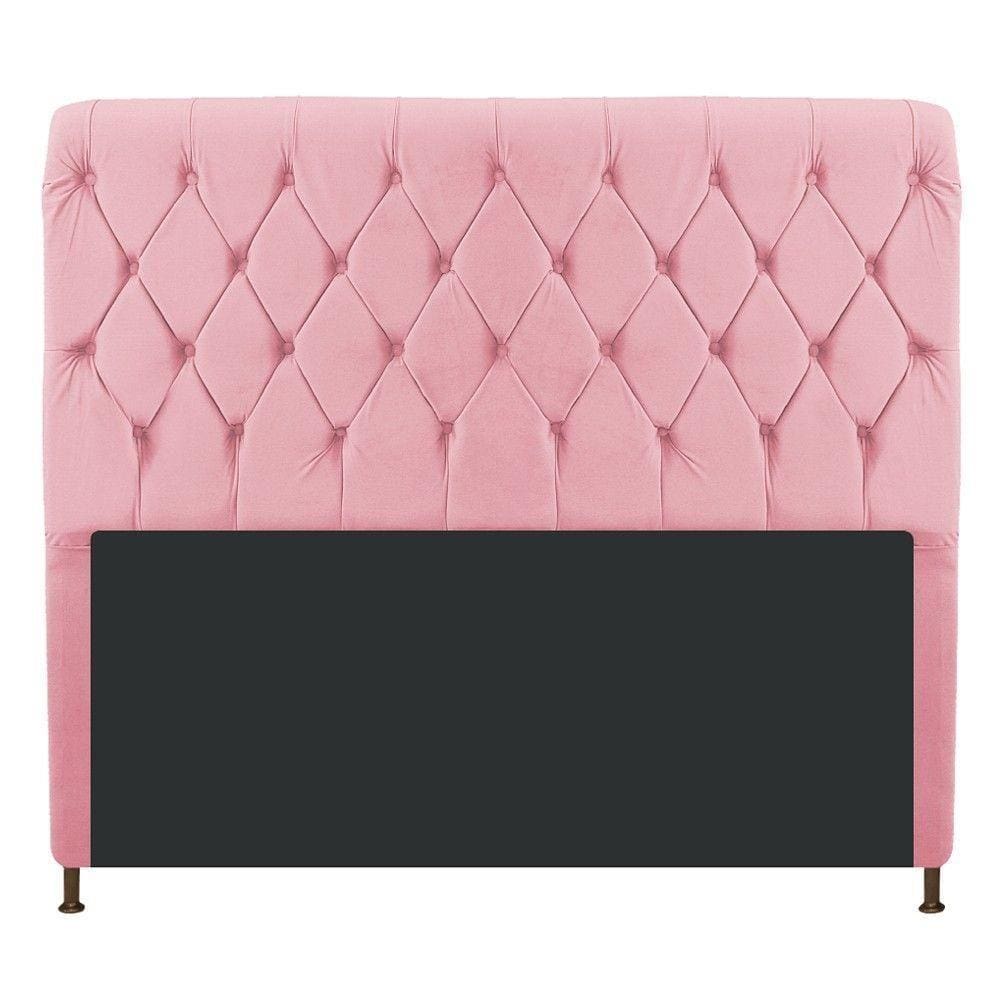 Cabeceira Estofada Cristal 195cm King Size Rosa Bebê