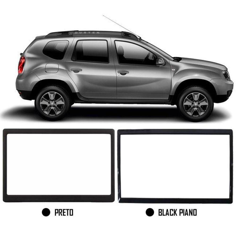 Moldura De Painel 2 Din Renault Duster Expression Authentique PCD 2016 2017 2018 2019 2020 - Para CD DVD 2 Dins