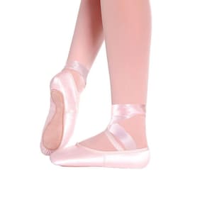 Sapatilha Só Dança Meia Ponta Cetim com Fita para Ballet F-66