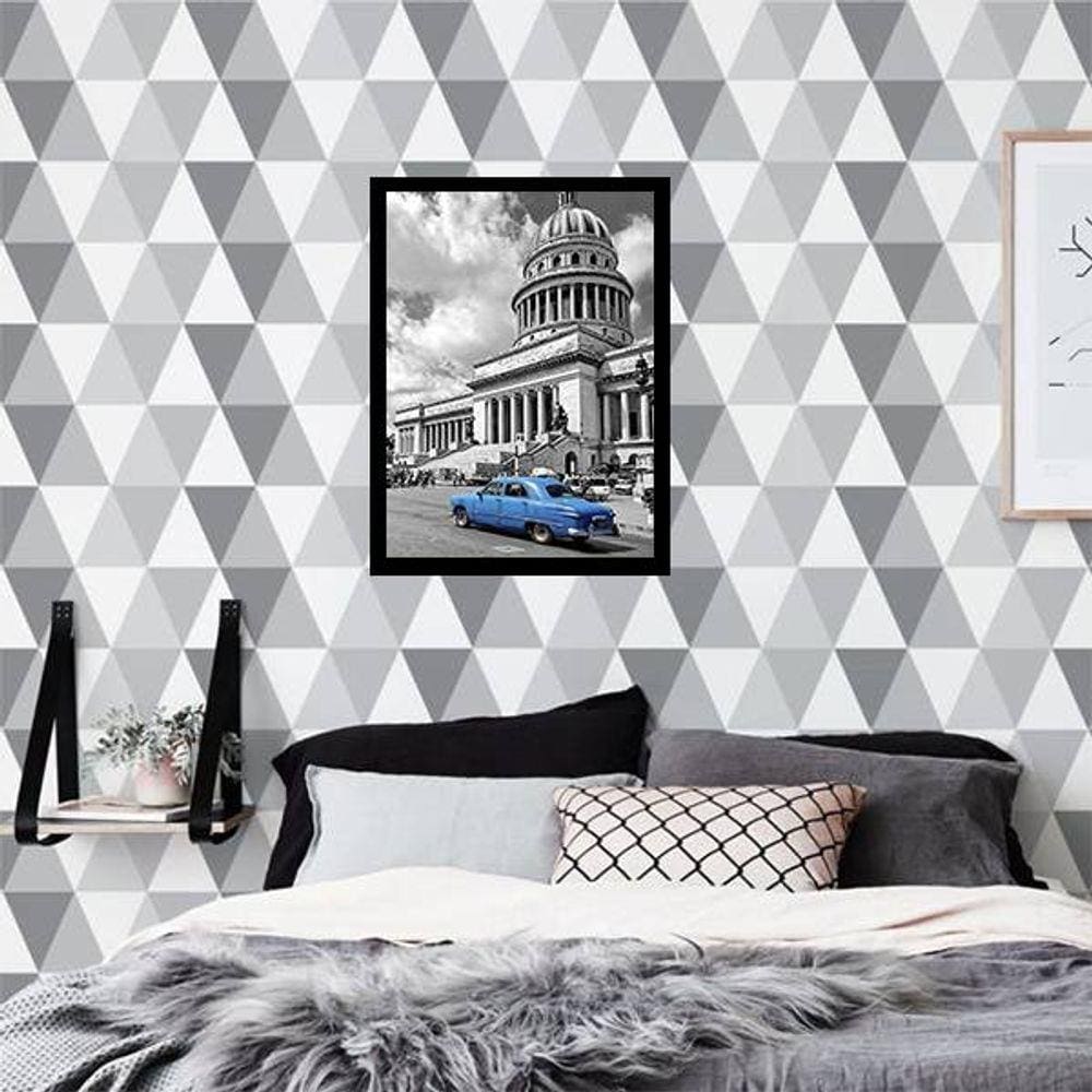 Quadro Decorativo Fotografia Carro Vintage Azul