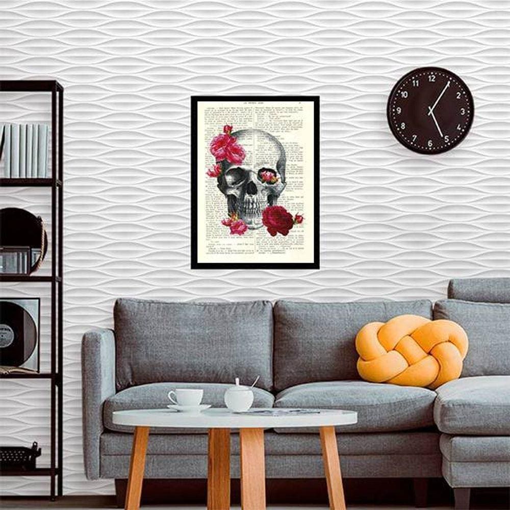 Quadro Decorativo Caveira com Flores