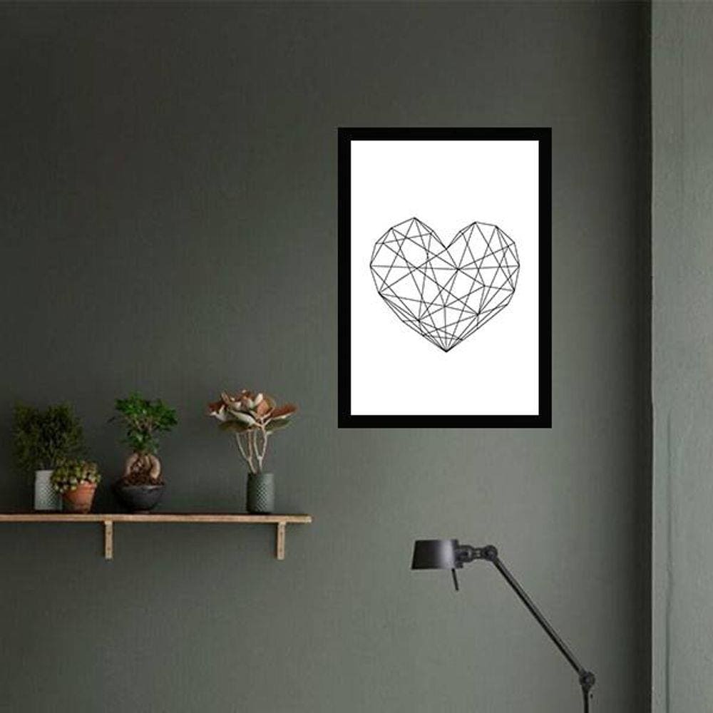 Quadro Decorativo Coração Geométrico Fundo Branco