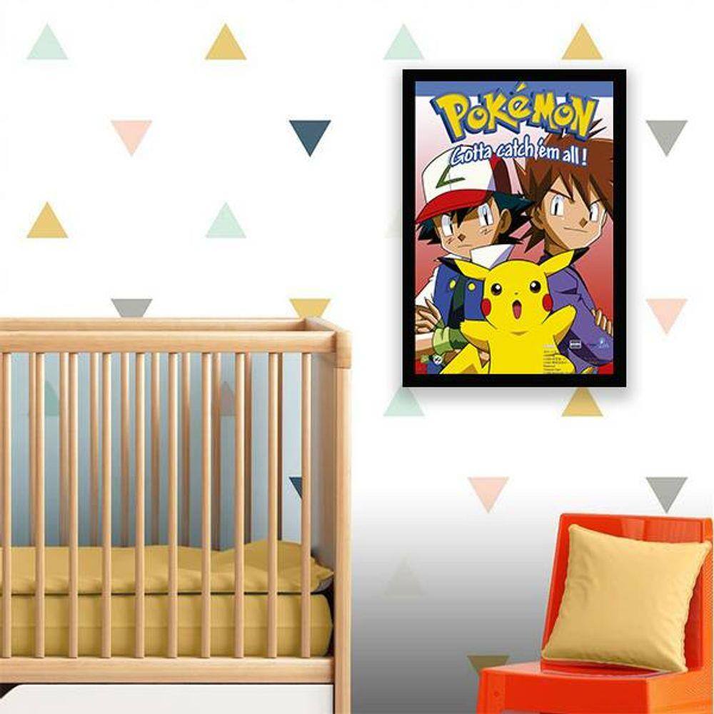 Quadro decorativo A3 pokemon, Pikachu, desenho