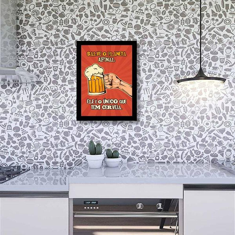 Quadro Decorativo Frase Cerveja Salve o Planeta