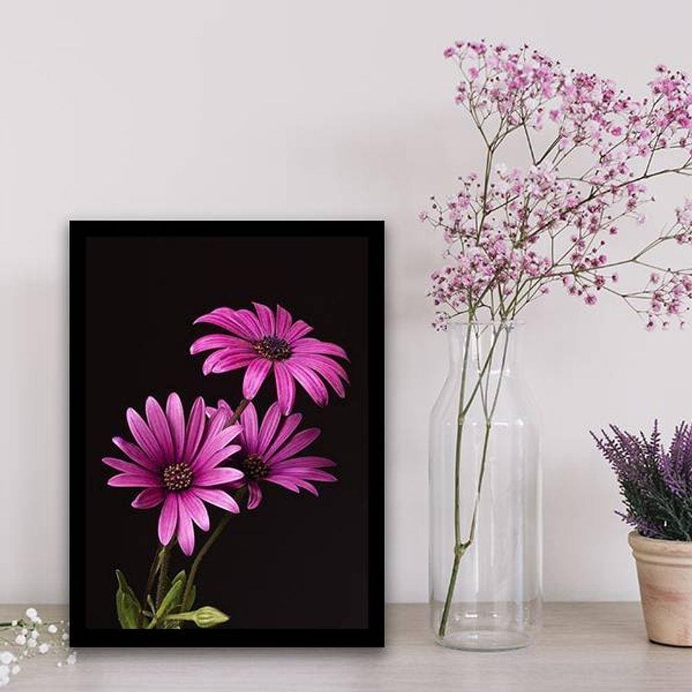 Quadro Decorativo Fotografia Margaridas Roxas