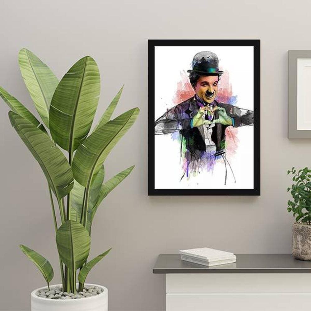 Quadro Decorativo Ilustração Charlie Chaplin Coração