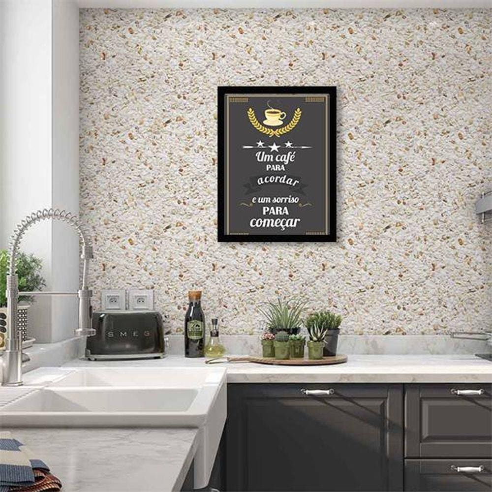 Quadro Decorativo Um Café Para Acordar e Um Sorriso